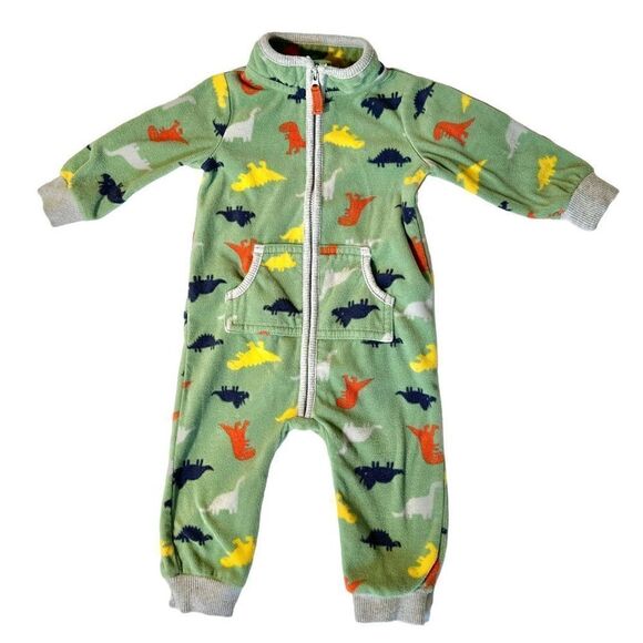 Fleece Dino-print Romper Onepiece, 9m - Picture 1 of 5